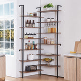 Corner Bookshelf,12-Tier L Shaped Bookshelf, Double Wide Corner Wall Mount Bookcase