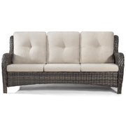Outdoor Patio Couch Wicker Sofa - 3 Seater Rattan Sofa
