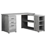 47" Gray L Shape Computer Desk with Three Drawers