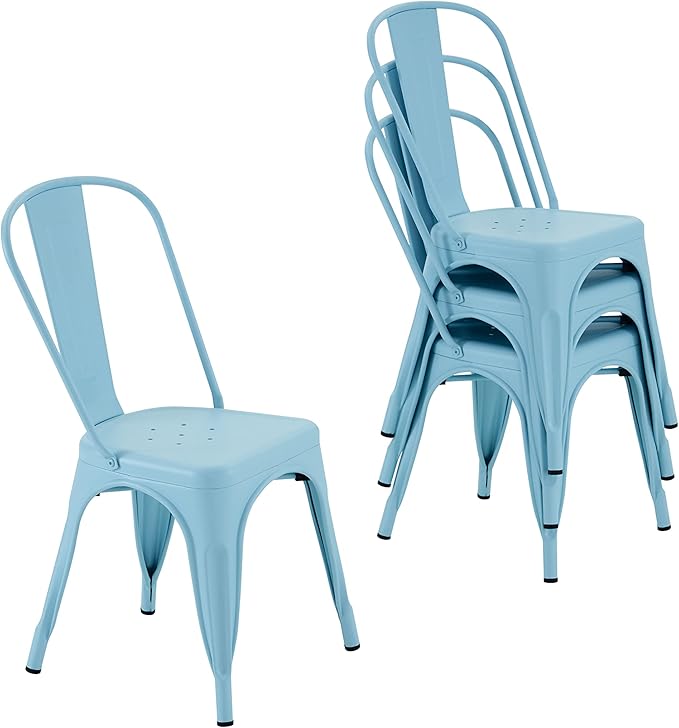 Metal Dining Chair Farmhouse Tolix Style for Kitchen Dining Room Café Restaurant Bistro