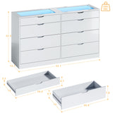 8 Drawer Dresser for Bedroom, White Dresser for Bedroom with LED, 55.1''W Chest of Drawers