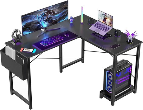 L Shaped Desk Gaming Computer 50 Inch Reversible Corner PC Work Table for Writing