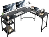 L Shaped Desk, 59.1 Inch Reversible Corner Desk with Storage Shelves, Home Office