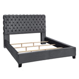 Apoera Velvet Upholstered Button Tufted Bed