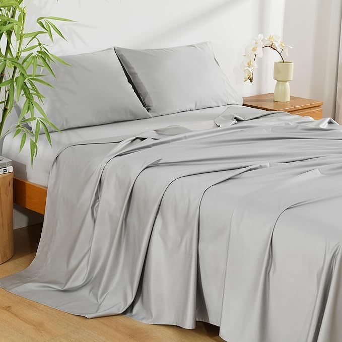 Cotton Sheet Set - Cooling Bed Sheets King, Silky Soft and Breathable Eucalyptus