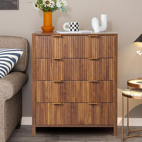 Dresser Cabinet, Long Nightstand with Drawers and Storage Cabinet, Farmhouse Solid