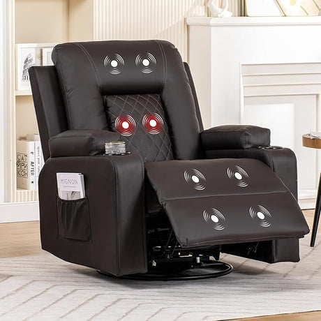 Recliner Chair, Swivel Rocker Recliners, Massage and Heat Reclining Chair