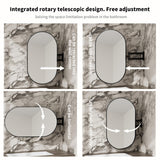 32" x 20" Black Oval Wall Mirror with Extendable Swivel Arm