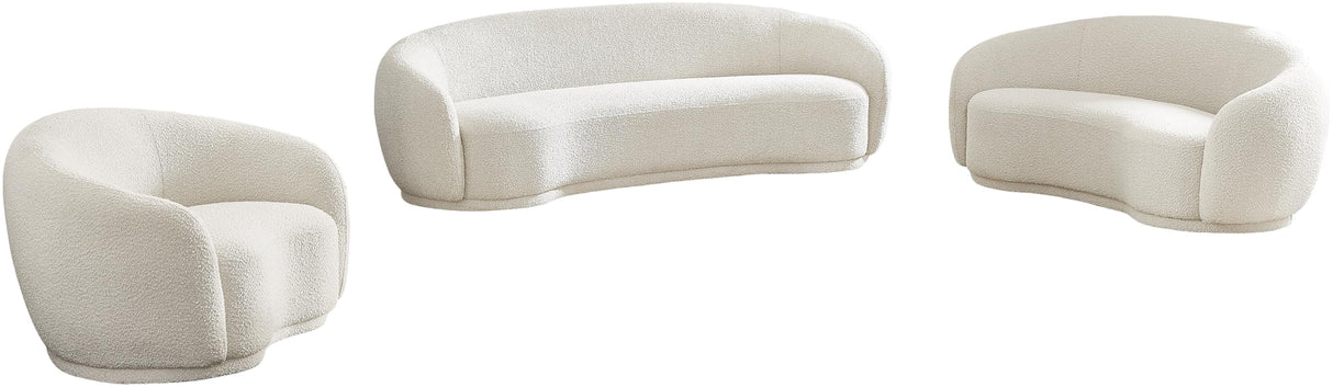 693Cream-L Hyde Collection Modern | Contemporary Boucle Fabric Upholstered Loveseat