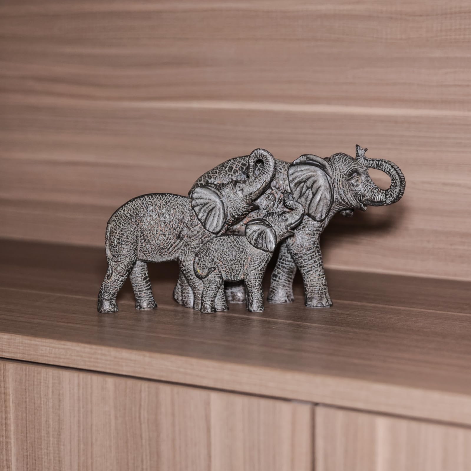 Adorn Your Space with Charm: Resin Elephant Family Decor Sculpture, Perfect Addition