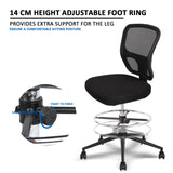 Ergonomic Drafting Chair with Footrest - Adjustable Height Tall Office Stool