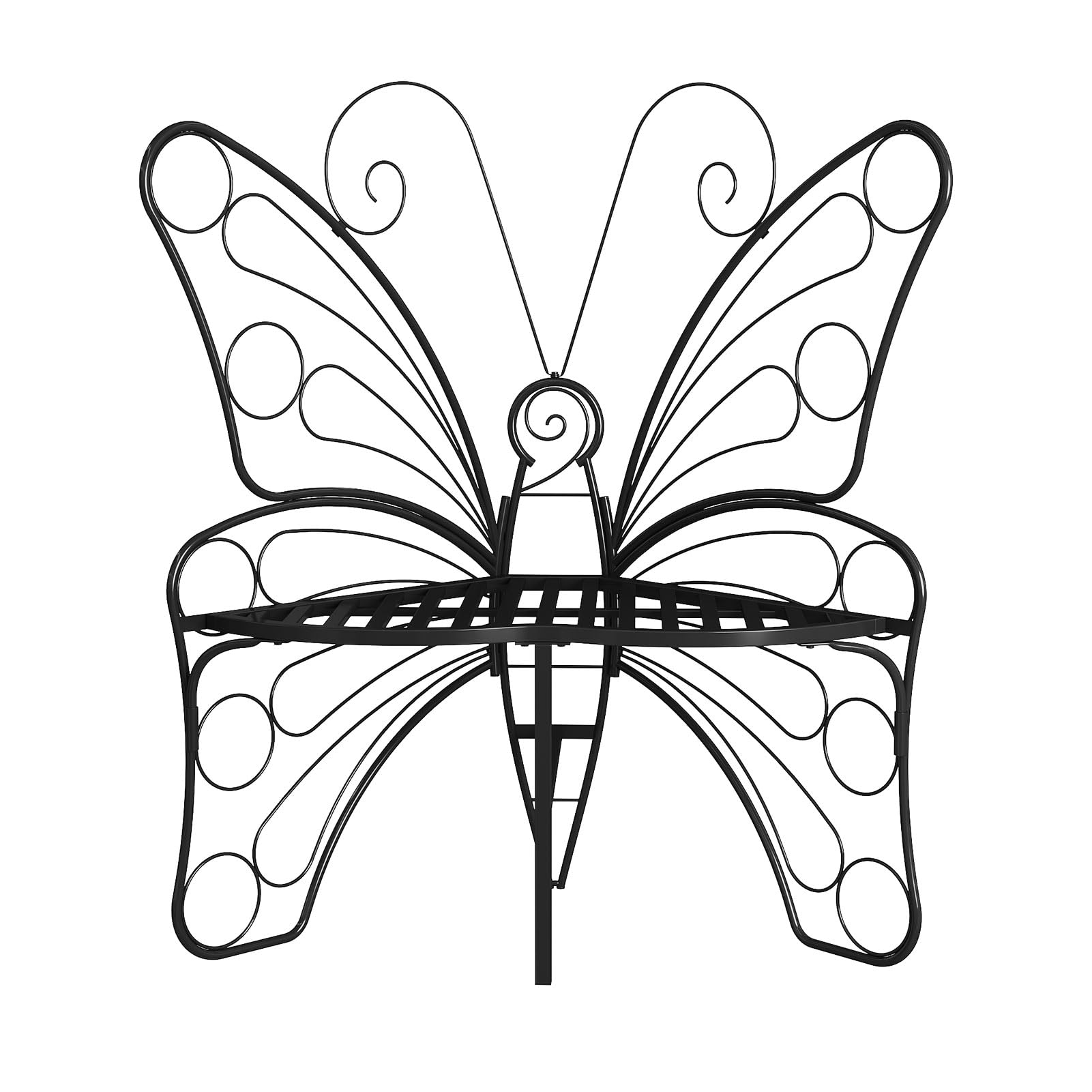 Butterfly Shaped Outdoor Bench, Black Garden Bench for Outdoor