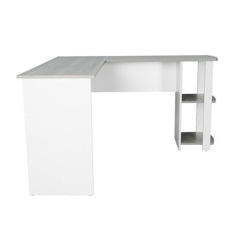 L Shaped Desk - Modern Computer Desk with Corner Bookshelf & Side Storage Shelves