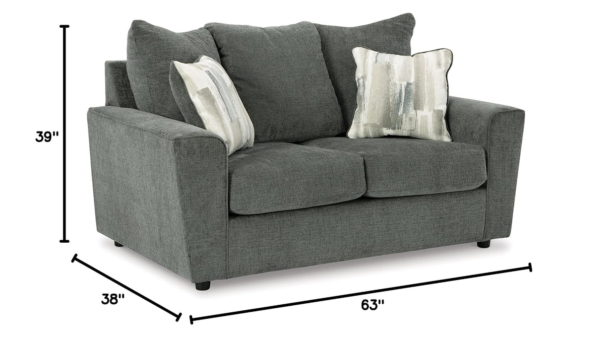 Stairatt Casual Loveseat with Flared Arms, Gray