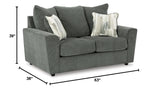 Stairatt Casual Loveseat with Flared Arms, Gray
