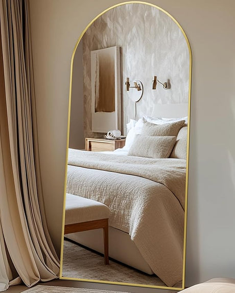 Full Length Mirror,76"x34" Arched Full Body Mirror,Floor Mirror with Stand,Body Mirror Standing Hanging Leaning Against Wall