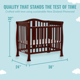 Addison 4-in-1 Convertible Mini Crib in Espresso, Greenguard Gold Certified, Non-Toxic