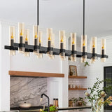 60 Inch Black Wagon Wheel Chandelier, 24 Lights, with Brown Glass Shade