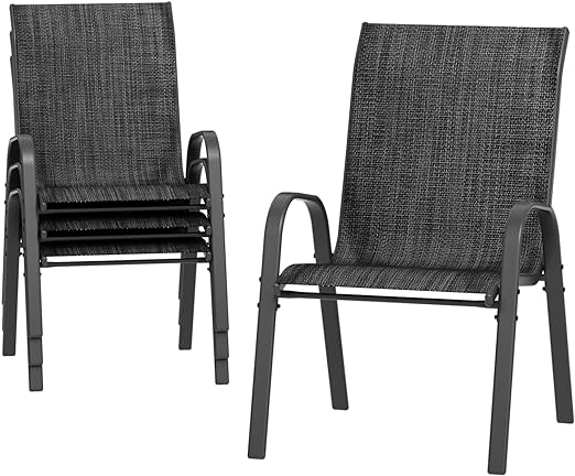 Patio Dining Chairs Set of 4, Outdoor High Stacking Chairs