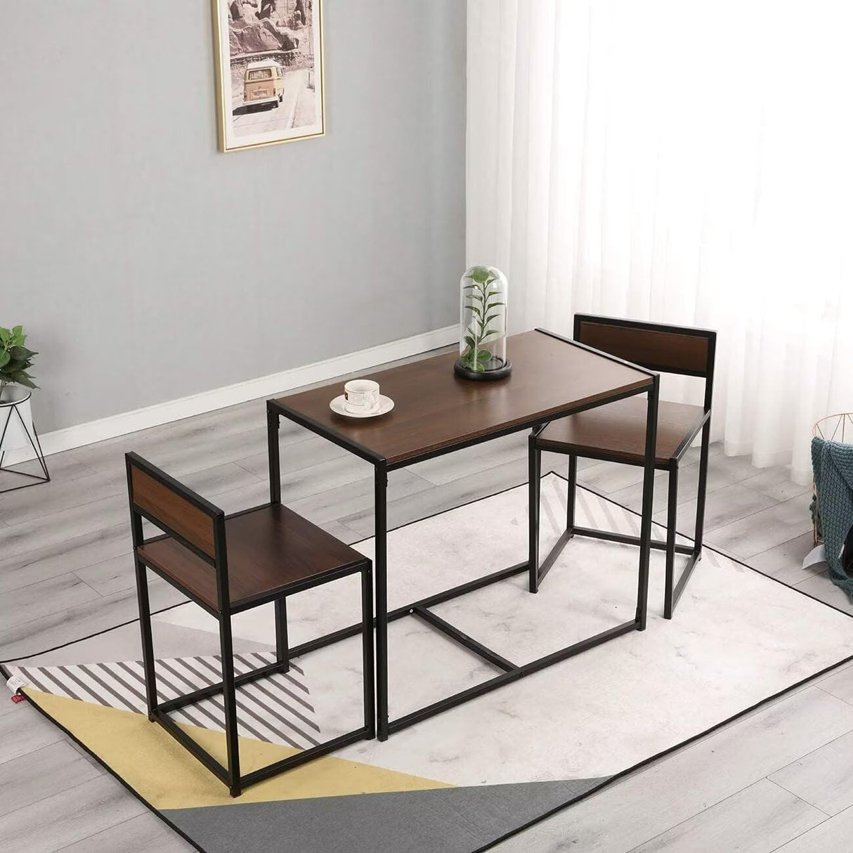 3 Piece Dining Set Dining Table Set with 2 Chairs Breakfast Table for Kitchen