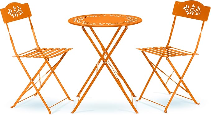 Indoor/Outdoor 3-Piece Bistro Set Folding Table and Chairs Patio Seating, Red