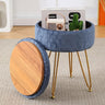 Cpintltr Velvet Storage Ottoman Round Footrest Stool Multifunctional Upholstered Ottoman