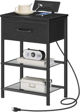 Nightstands Set of 2 with Charger Station, End Tables with USB Ports & Outlets