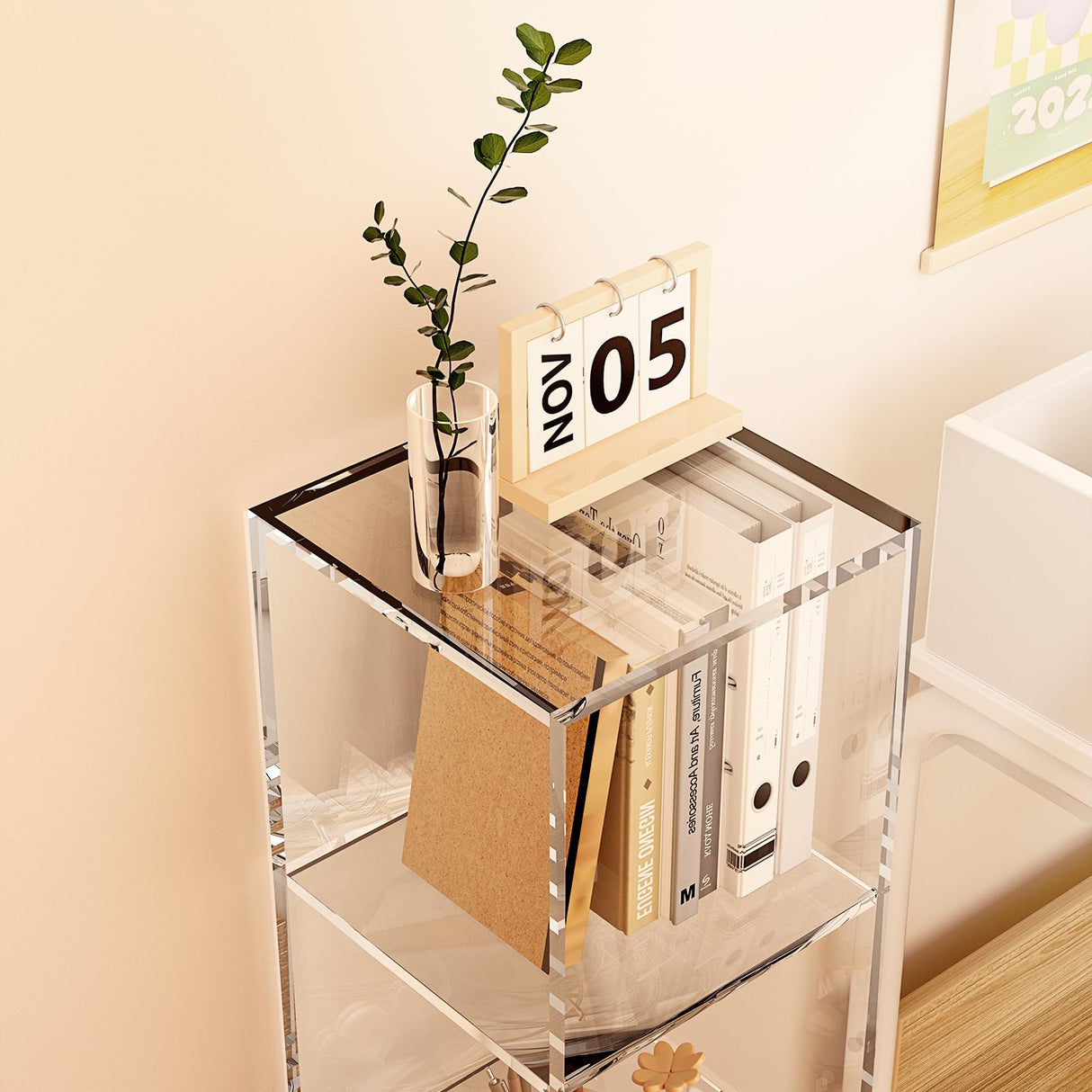 Bookcase 4-Tier, Clear Acrylic Bookshelf