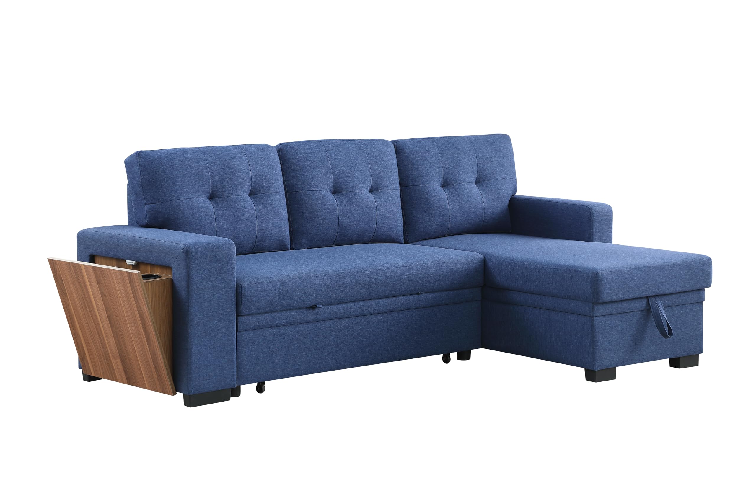 92" L-Shape Sectional Pull Out Sofa Bed with Storage Chaise