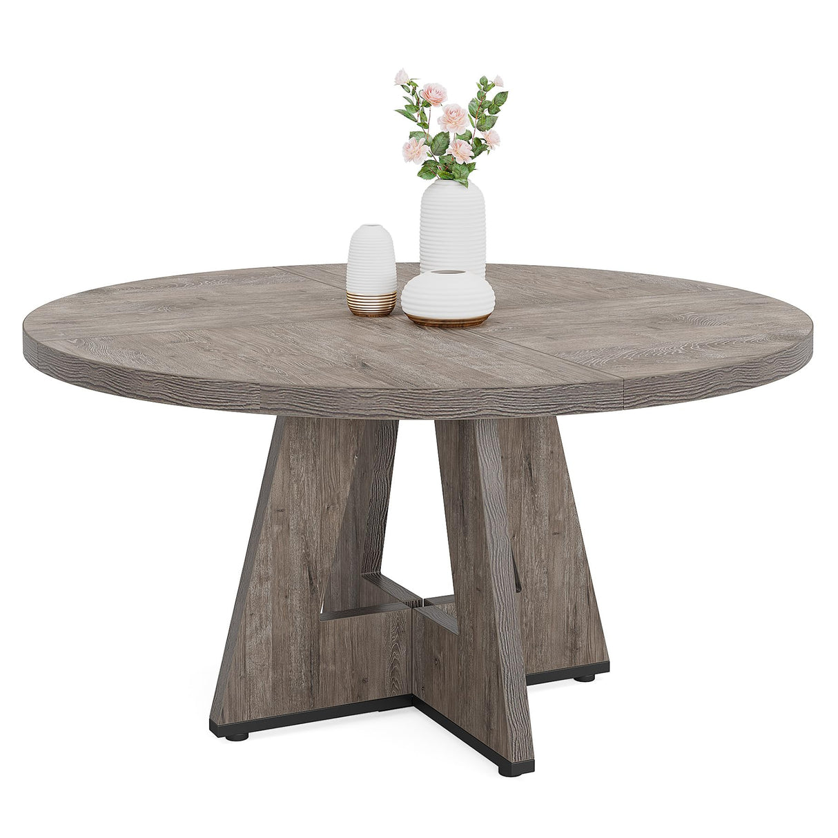 47 Inch Round Dining Table for 4-6 People, Large Kitchen Table, Farmhouse Dining Room Table,