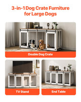 72" Double Dog Crate Furniture with Sliding Doors & TV Stand