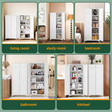 White Storage Cabinet with Feets-Metal Home Kitchen Pantry Cabinets with Doors