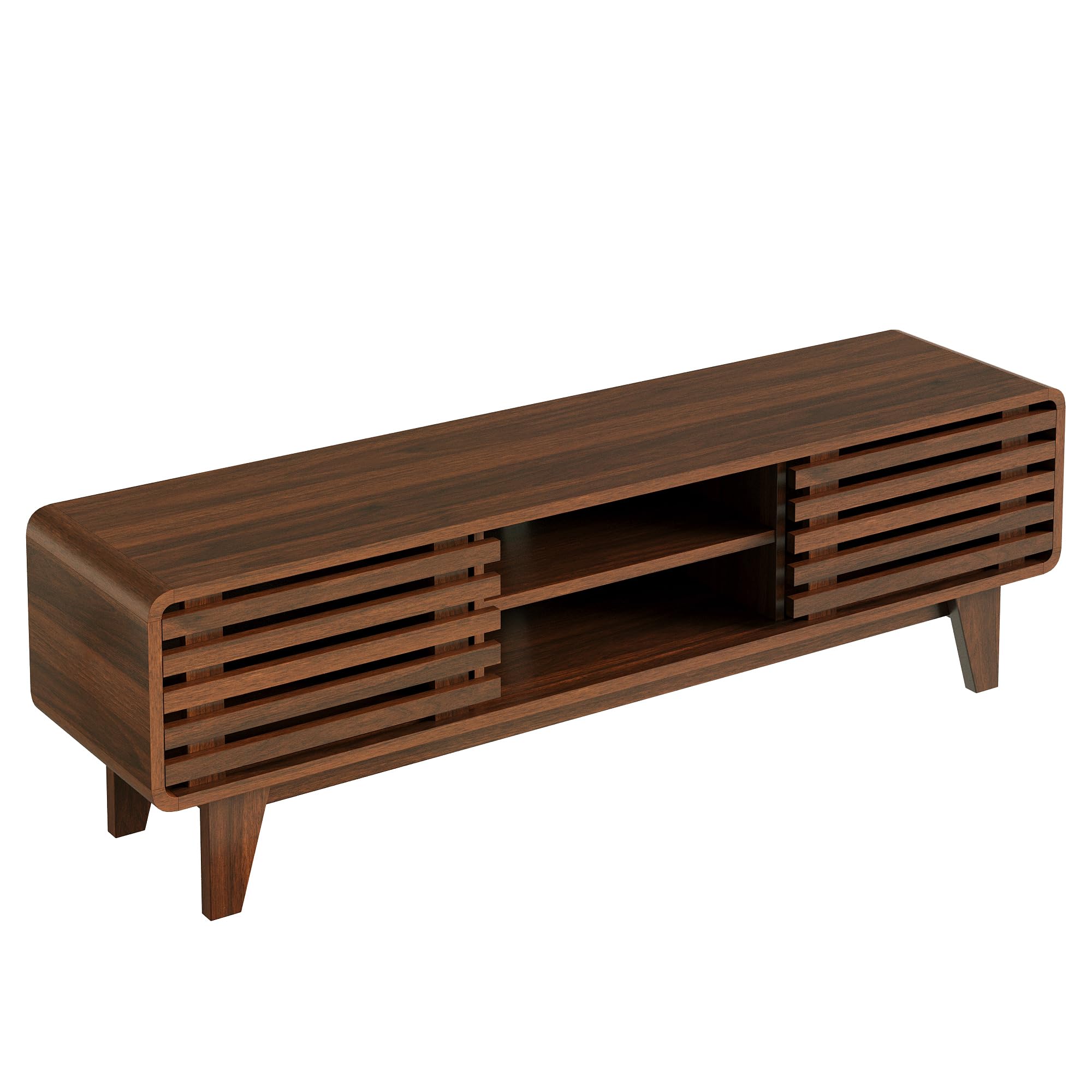 60-Inch Mid Century Modern TV Stand with Sliding Doors
