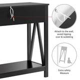 Modern Sofa/Couch Table, 2 Tier Console Table with 1 Drawer and Storage Shelf