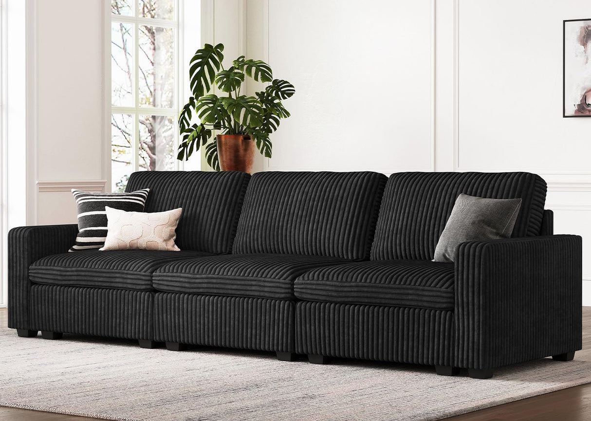 Modular Sectional Sofa with Storage Seats 3 Seat Corduroy Couch Oversized