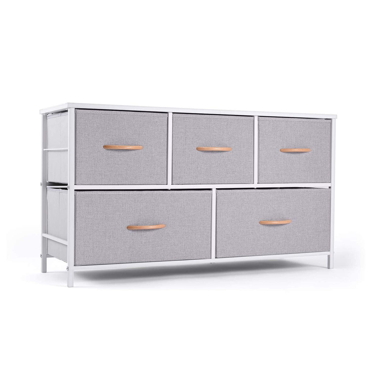 ROMOON Dresser for Bedroom, Fabric Dresser with 5 Drawers, Small Chest of Drawers, Storage Drawers Organizer Unit for Bedroom, Closet, Living Room, Hallway (Grey)