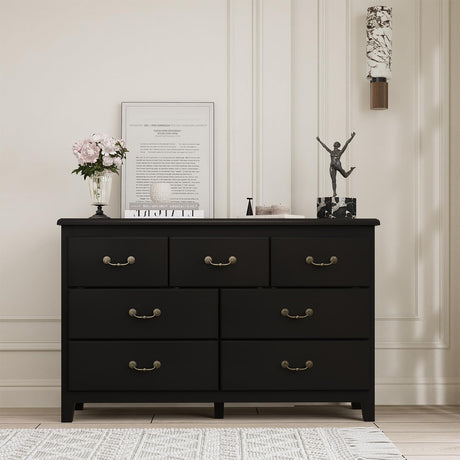 7 Drawer Dresser for Bedroom, Antique Double Dresser & Chest of Drawers