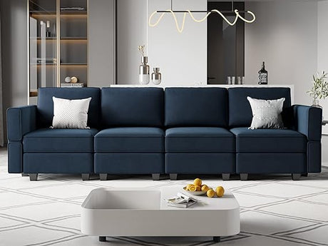 Modular Sectional Sofa with Double Chaise Velvet U Shaped Sofa Reversible Sectional Couch