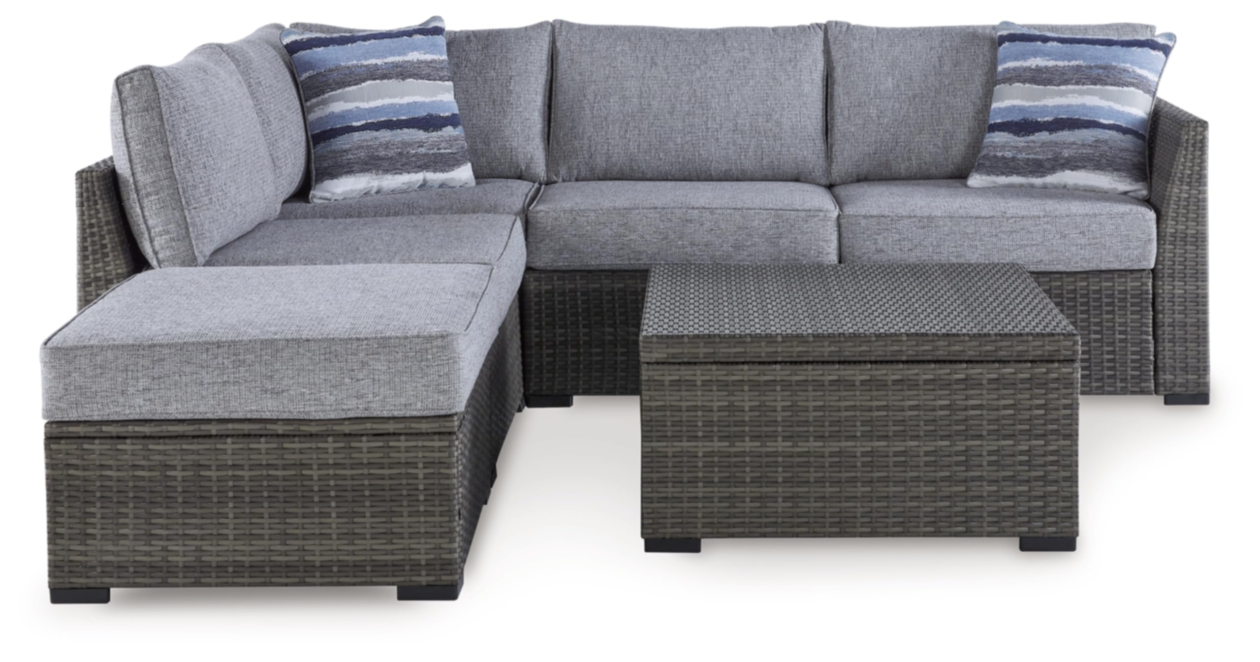 Petal Road Casual Weather Resistant Cushioned Outdoor Loveseat Sectional/Ottoman/Table Set