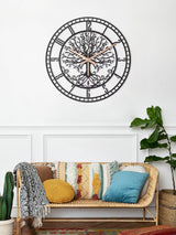 Large Tree of Life Clock, Metal Black Wall Clock, Oversized Wall Clock Home Decor,