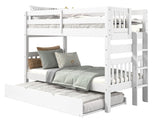 Twin over Twin Mission Style with End Ladder and a Twin Trundle, White