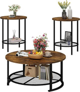 Coffee Table Set, Coffee Table & Two End Side Table, Modern 3-Piece Living Room