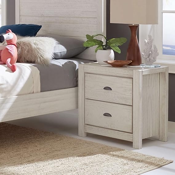 Montauk 2-Drawer Bedside Nightstand, Solid Wood with Rustic Walnut Finish