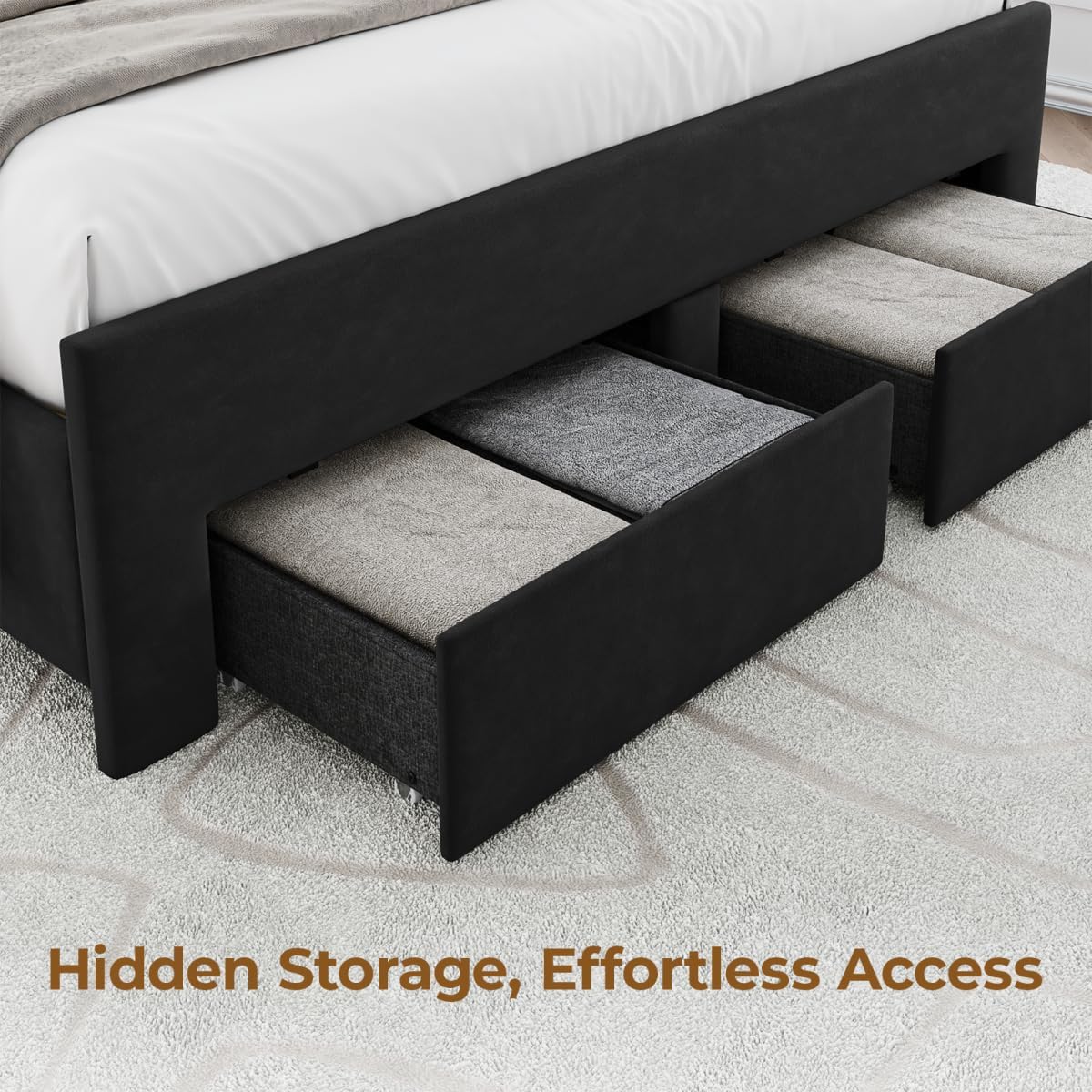 Full Size Platform Bed with Storage Drawers & LED Lights