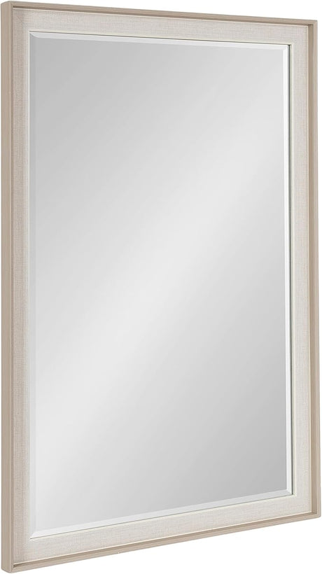 Kobert Transitional Rectangle Wall Mirror, 24 x 36, Tan