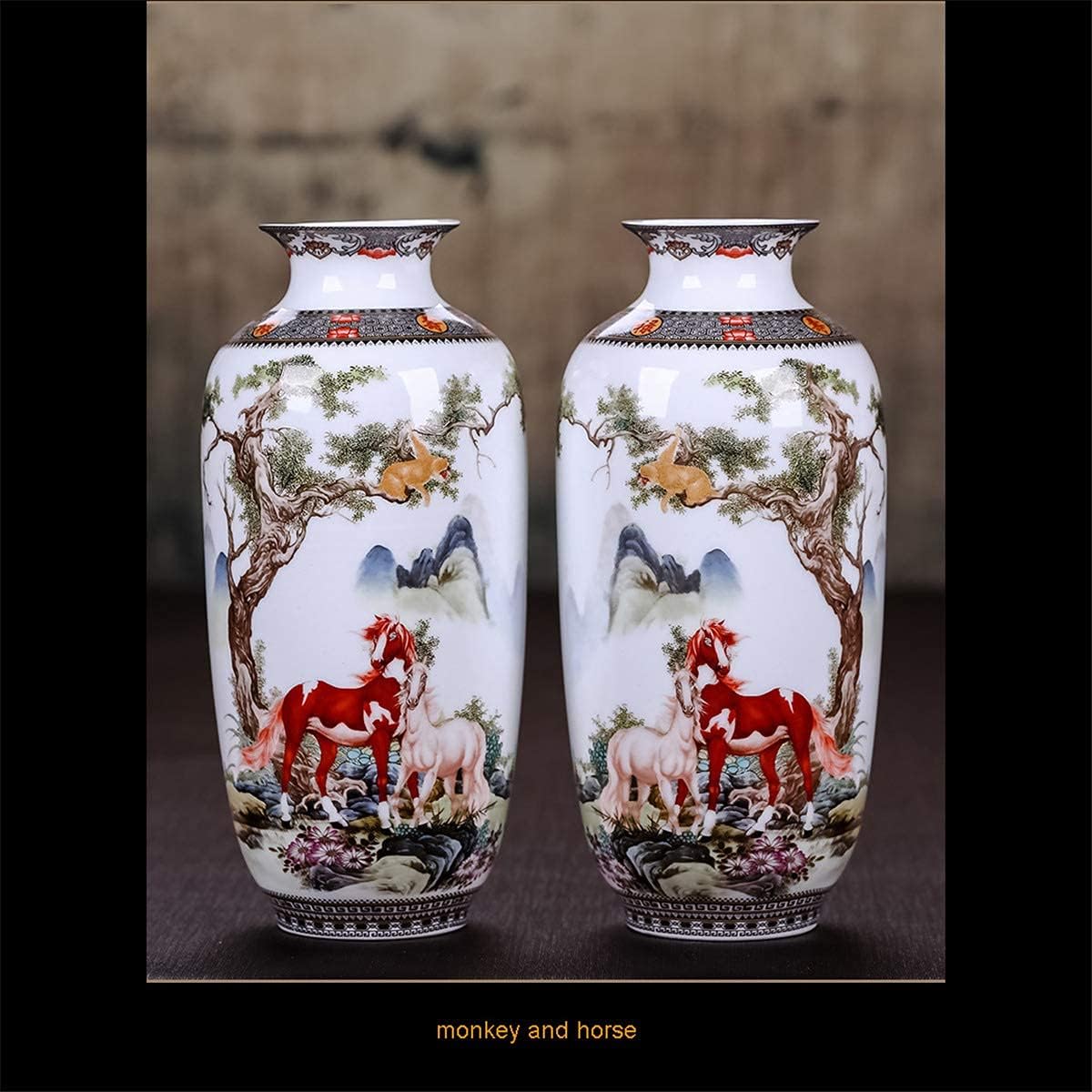 Chinese Ceramics Vase Handmade Fine Smooth Surface Decorative Animal Horses