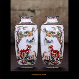 Chinese Ceramics Vase Handmade Fine Smooth Surface Decorative Animal Horses