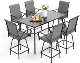 Patio Bar Set of 7 with 1 Heavy Duty Metal Slat Bar Table