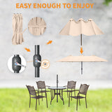 15ft Large Patio Umbrella, Outdoor Double-Sided Market Umbrella with Crank Handle,