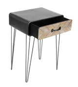 Metal Side End Accent Table Single Drawer End Table, Side Table 17" x 12" x 26", Black